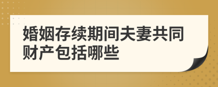 婚姻存续期间夫妻共同财产包括哪些