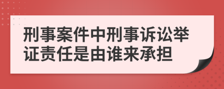 刑事案件中刑事诉讼举证责任是由谁来承担