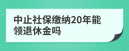 中止社保缴纳20年能领退休金吗