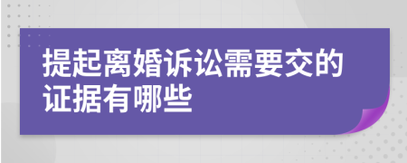 提起离婚诉讼需要交的证据有哪些