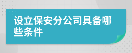 设立保安分公司具备哪些条件