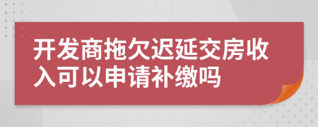 开发商拖欠迟延交房收入可以申请补缴吗