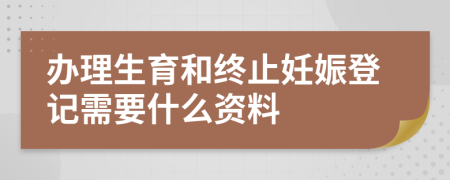 办理生育和终止妊娠登记需要什么资料