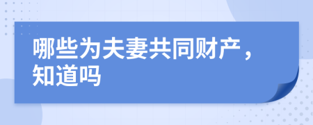 哪些为夫妻共同财产，知道吗