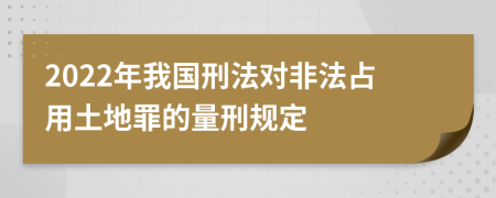 2022年我国刑法对非法占用土地罪的量刑规定