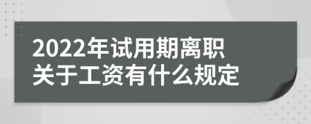 2022年试用期离职关于工资有什么规定