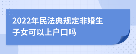 2022年民法典规定非婚生子女可以上户口吗