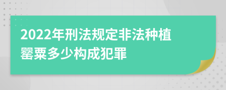 2022年刑法规定非法种植罂粟多少构成犯罪