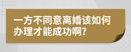 一方不同意离婚该如何办理才能成功啊？