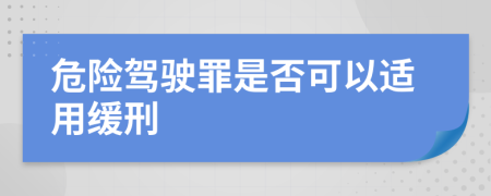 危险驾驶罪是否可以适用缓刑