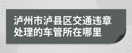 泸州市泸县区交通违章处理的车管所在哪里