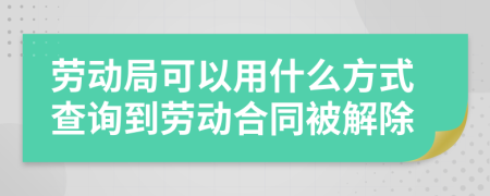 劳动局可以用什么方式查询到劳动合同被解除