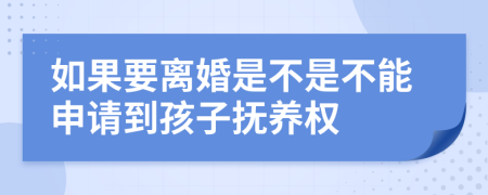 如果要离婚是不是不能申请到孩子抚养权