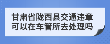 甘肃省陇西县交通违章可以在车管所去处理吗