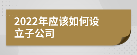 2022年应该如何设立子公司