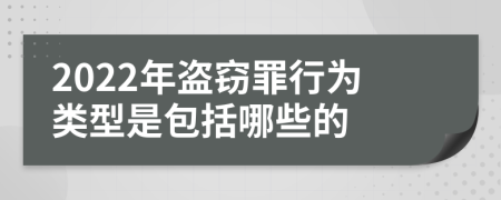 2022年盗窃罪行为类型是包括哪些的