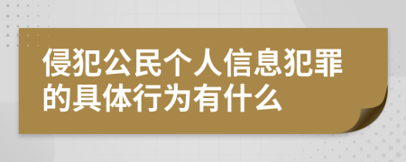 侵犯公民个人信息犯罪的具体行为有什么
