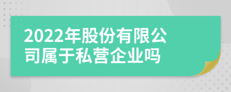 2022年股份有限公司属于私营企业吗