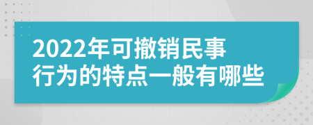 2022年可撤销民事行为的特点一般有哪些