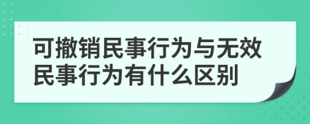 可撤销民事行为与无效民事行为有什么区别