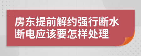 房东提前解约强行断水断电应该要怎样处理