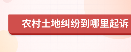 农村土地纠纷到哪里起诉