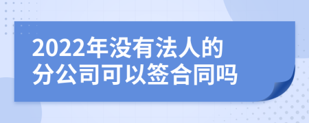 2022年没有法人的分公司可以签合同吗