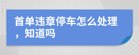 首单违章停车怎么处理，知道吗