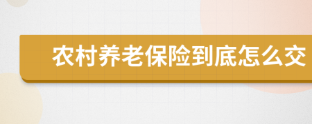 农村养老保险到底怎么交