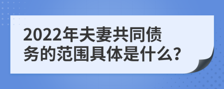 2022年夫妻共同债务的范围具体是什么？