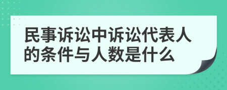 民事诉讼中诉讼代表人的条件与人数是什么