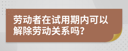 劳动者在试用期内可以解除劳动关系吗？