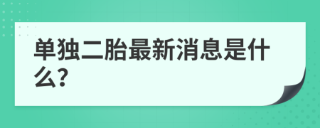 单独二胎最新消息是什么？