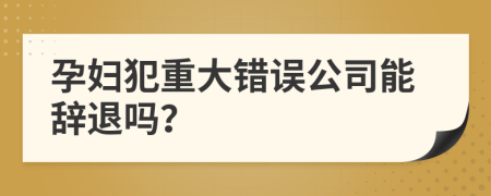 孕妇犯重大错误公司能辞退吗？