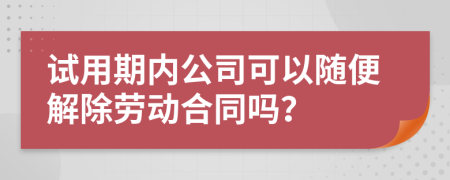 试用期内公司可以随便解除劳动合同吗？