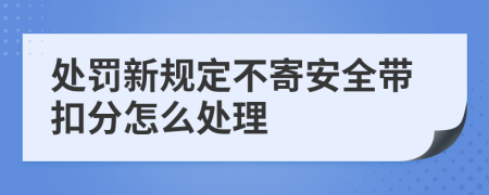 处罚新规定不寄安全带扣分怎么处理