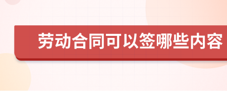劳动合同可以签哪些内容