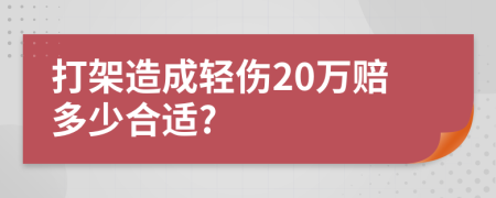 打架造成轻伤20万赔多少合适?