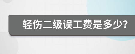 轻伤二级误工费是多少？