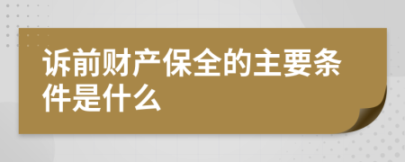 诉前财产保全的主要条件是什么