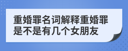 重婚罪名词解释重婚罪是不是有几个女朋友