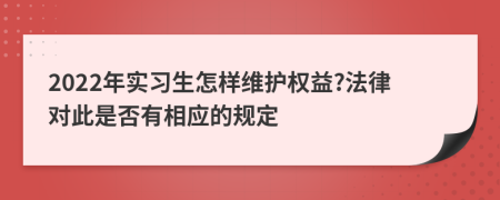 2022年实习生怎样维护权益?法律对此是否有相应的规定