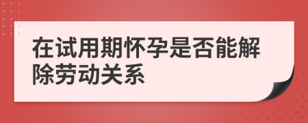 在试用期怀孕是否能解除劳动关系