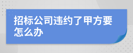 招标公司违约了甲方要怎么办