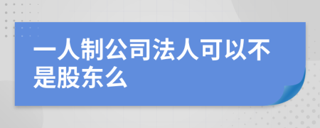一人制公司法人可以不是股东么