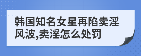 韩国知名女星再陷卖淫风波,卖淫怎么处罚