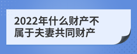 2022年什么财产不属于夫妻共同财产