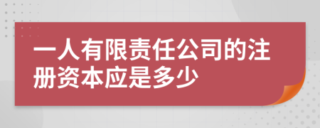 一人有限责任公司的注册资本应是多少