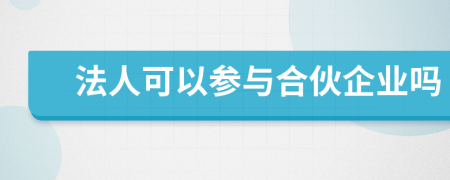 法人可以参与合伙企业吗