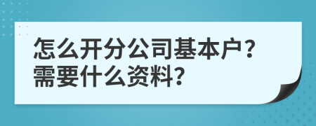 怎么开分公司基本户？需要什么资料？